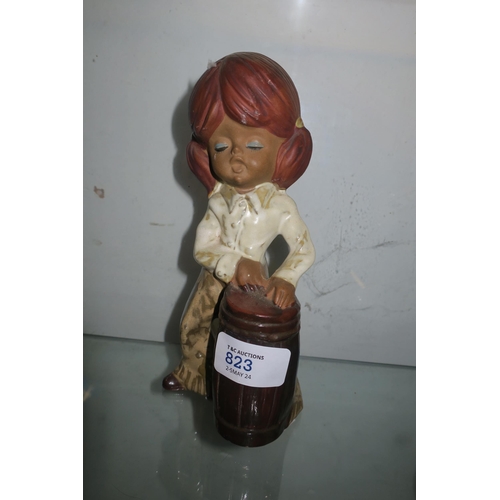 823 - VINTAGE FIGURINE OF  A WESTERN GIRL AND BARRELL