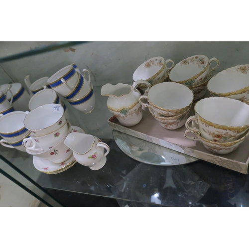 836 - THREE PART SET, TEASET , ONE BLUE AND GOLD  BY LAWLEYS , ONE BY TUSCAN 'WHITECLIFFE' AND THE THIRD U... 