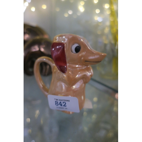 842 - SMALL GLAZED CUTE DOG JUG