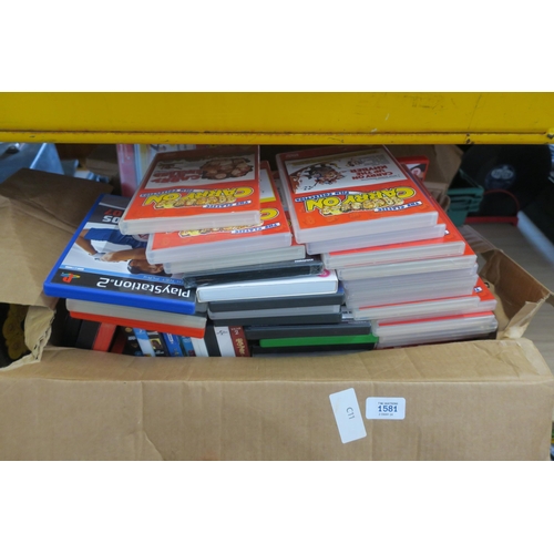 1581 - VARIOUS GAMES, DVDS AND CASES IN BOX