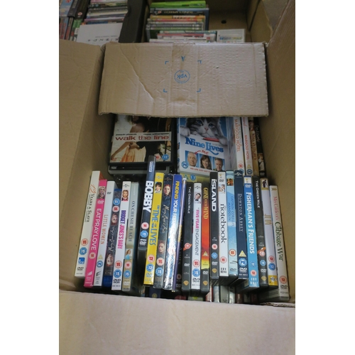 1585 - A BOX OF VARIOUS DVDS AND CASES