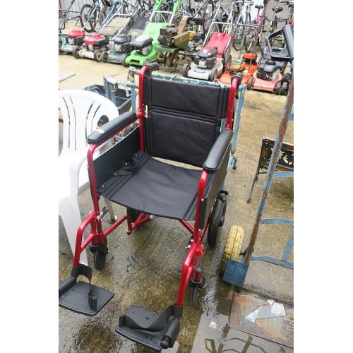 97 - RED FOLDING WHEELCHAIR