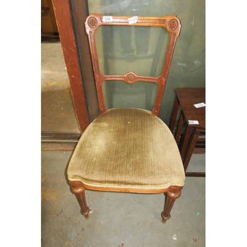 516 - ANTIQUE VICTORIAN OCCASIONAL CHAIR - ELEGANT BAR-AND-STAR BACKREST