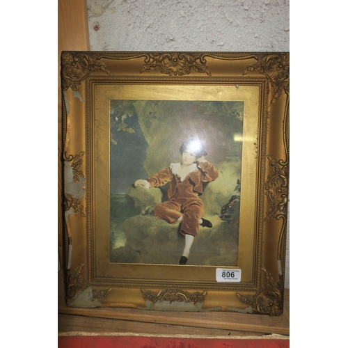 806 - VINTAGE FRAMED PRINT - THE RED BOY BY SIR THOMAS LAWRENCE