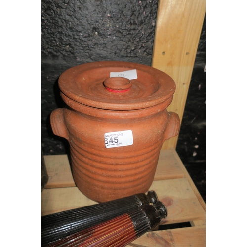 845 - VINTAGE RIBBED TERRACOTTA FLOUR STORE