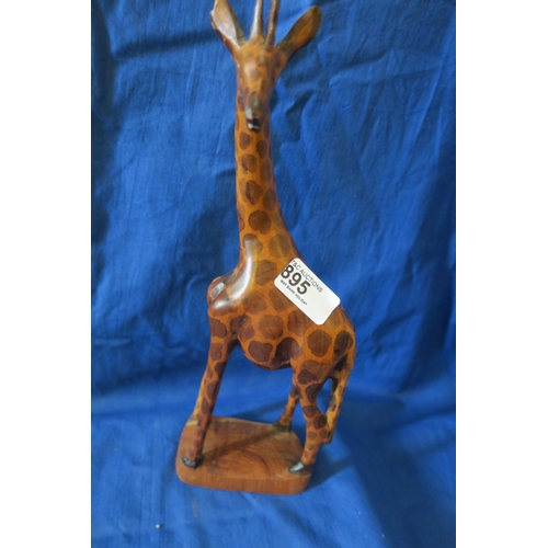 895 - WOODEN CARVED GIRAFFE ORNAMENT