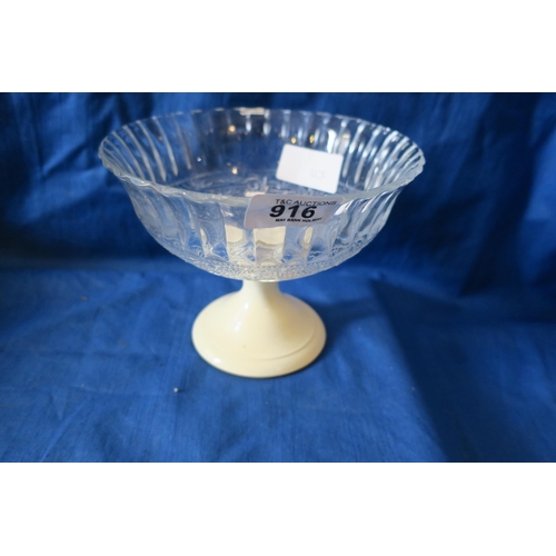 916 - VINTAGE GLASS AND METAL FOOTED BOWL