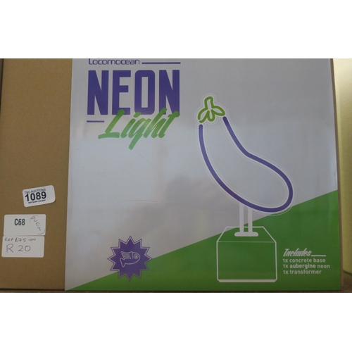 1089 - NEON LIGHT IN SHAPE OF AUBERGINE NEW IN BOX