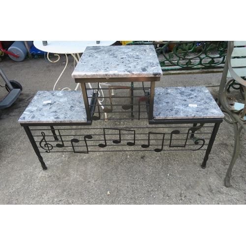 LOVELY METAL AND STONE TABLE/DISPLAY WITH MUSICAL NOTES DECORATION