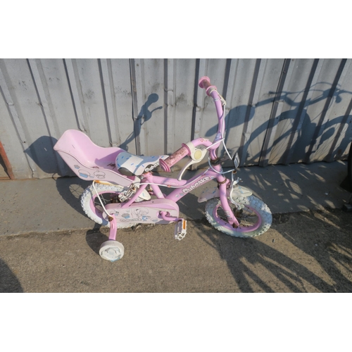 1 - CHILDS CUPCAKE BICYCLE WITH STABILISERS