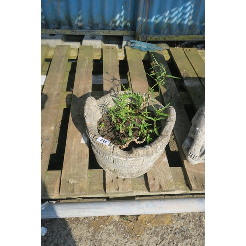 246 - STONE BUCKET PLANTER WITH VEGETATION