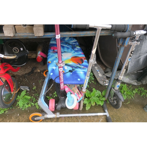 108 - 4 SCOOTERS AND A BODY BOARD