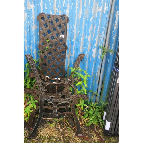 163 - CAST IRON BENCH ENDS AND BACK REST