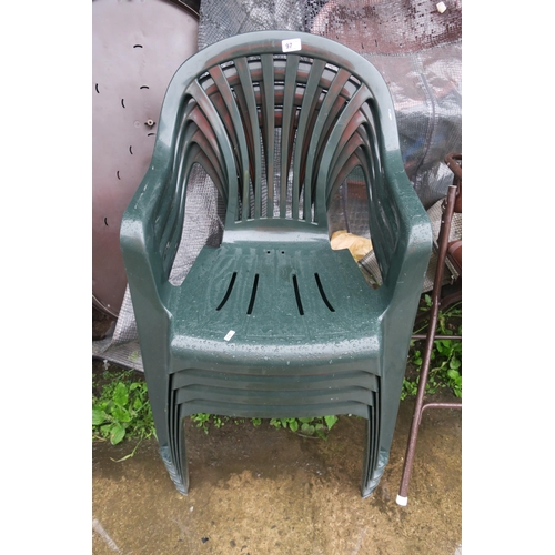 97 - 4 GREEN GARDEN CHAIRS