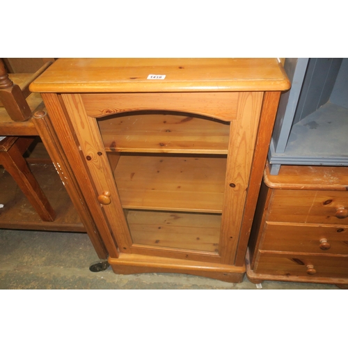 1418 - PINE GLASS-FRONTED CUPBOARD UNIT