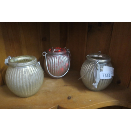 1663 - SET OF THREE TEA LIGHT HOLDERS