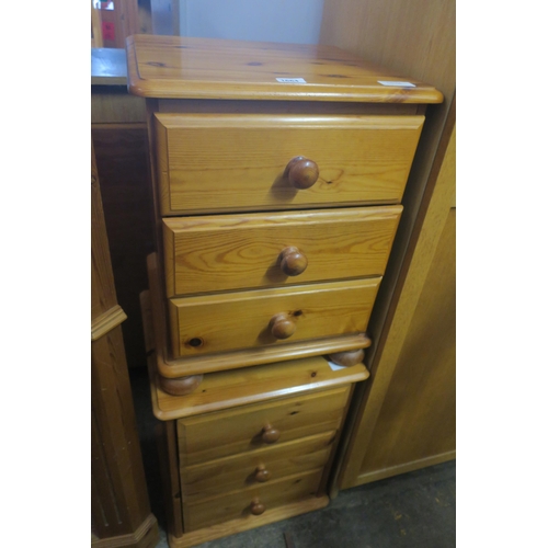 1664 - PAIR OF PINE 3 DRAWER BEDSIDE UNITS