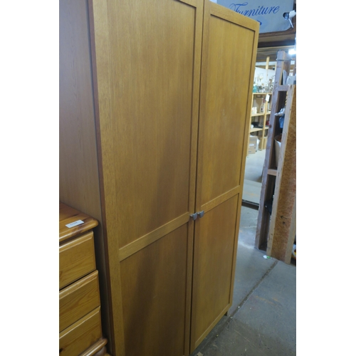 1665 - LARGE BEECH COLOUR DOUBLE WARDROBE