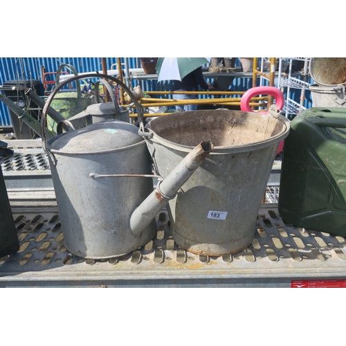 183 - GALVANISED BUCKET AND WATERING CAN