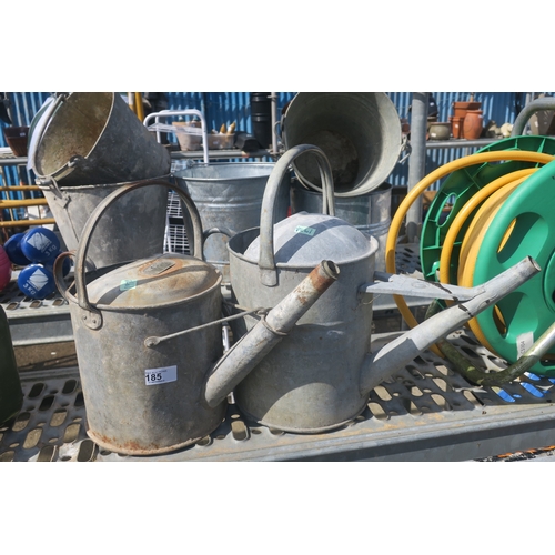 185 - 2 GALVANISED WATERING CANS