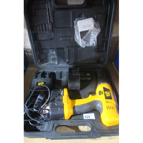 329 - JCB DRILL IN CASE WITH CHARGER AND BATTERY WORKING