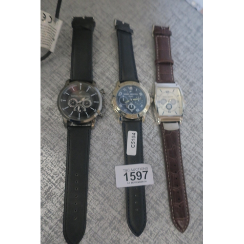 1597 - TRIO OF MEN'S DANIEL HECHTER WRISTWATCHES