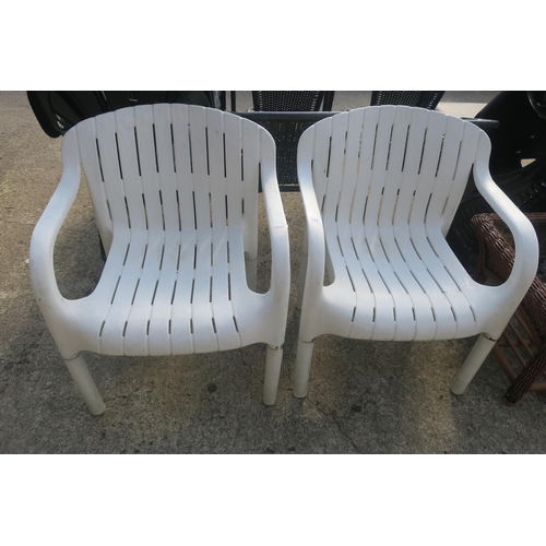 108 - 2 WHITE GARDEN CHAIRS