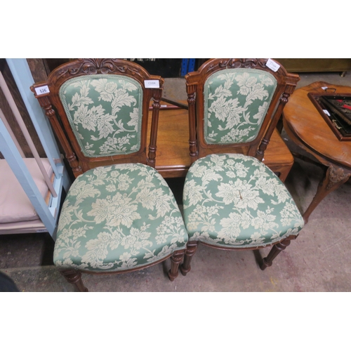 526 - PAIR OF ORNATE ANTIQUE WALNUT DINING CHAIRS