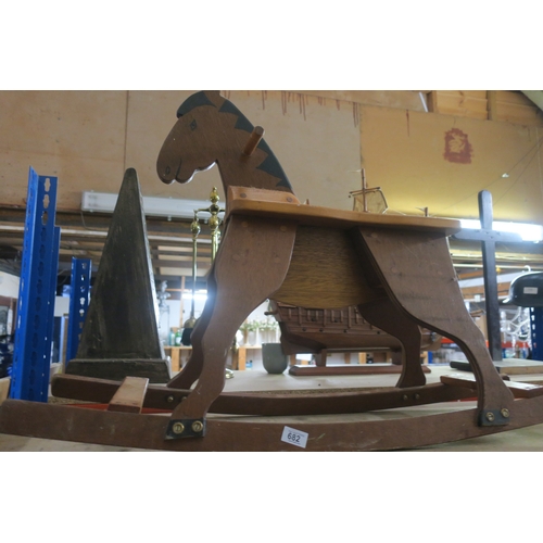 682 - VINTAGE WOODEN ROCKING HORSE