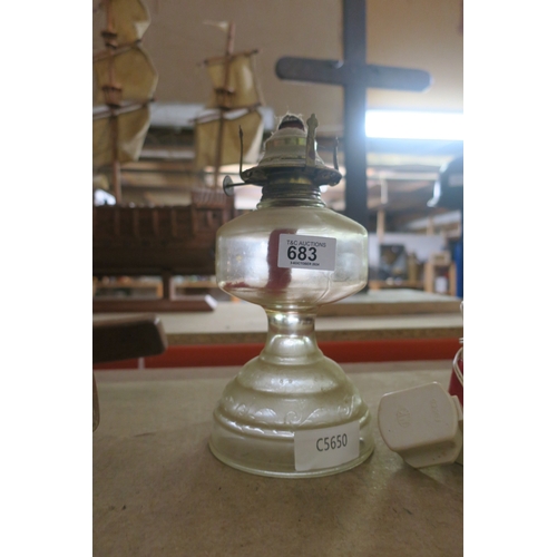 683 - VINTAGE GLASS OIL LAMP BASE