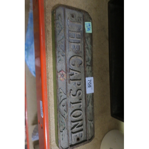 708 - VINTAGE WOODEN WALL SIGN - THE CAPSTONE