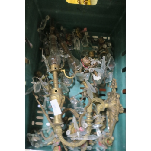 734 - CRATE OF VINTAGE METAL CANDLE WALL SCONCES