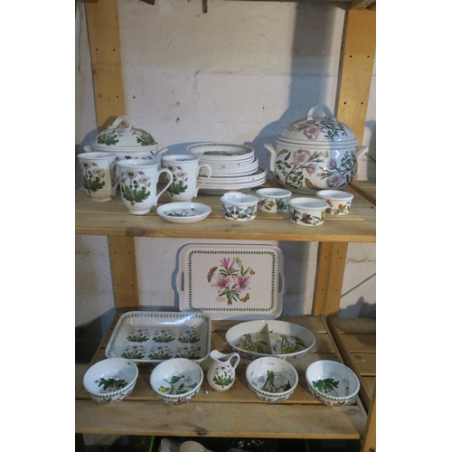 745 - TWO SHELVES OF PORTMEIRION BOTANIC GARDEN TABLEWARE