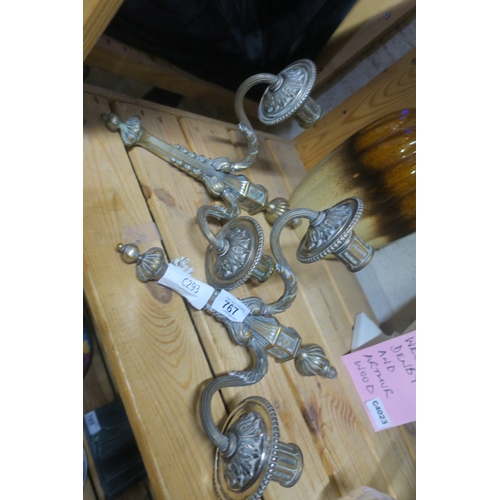 767 - PAIR OF CAST BRASS WALL SCONCES