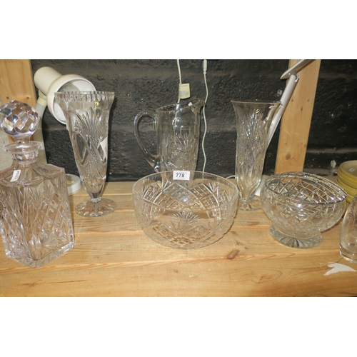 778 - SHELF OF FINE CUT CRYSTAL AND GLASS