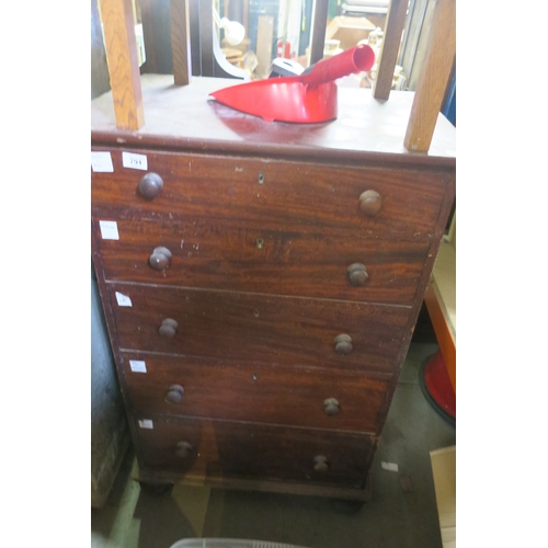 791 - BEAUTIFUL ANTIQUE FIVE DRAWER CHEST OF DRAWERS