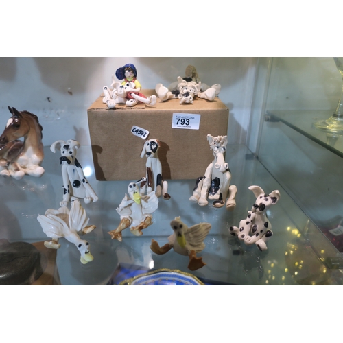 793 - LOVELY SELECTION OF POTTERY ANIMALS SIGNED COLETTE