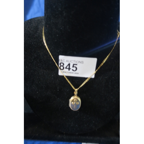 845 - 9 CT GOLD LOCKET ON CHAIN