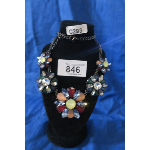 846 - PRECIOUS STONE FLOWER NECKLACE