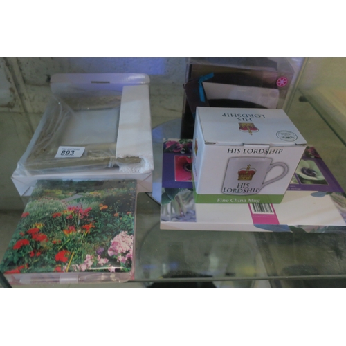 893 - SELECTION OF NEW ITEMS TO INCLUDE JOHN LEWIS FRAME ,MUG AND CARDS ETC