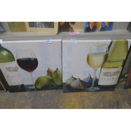 1440 - PAIR OF CANVAS PRINTS - RED AND WHITE WINE