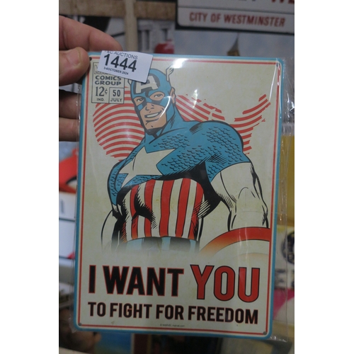 1444 - METAL WALL ART - MARVEL COMIC'S CAPTAIN AMERICA - I WANT YOU TO FIGHT FOR FREEDOM