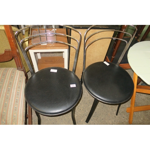 1454 - 2 CHROME AND FAUX LEATHER CHAIRS