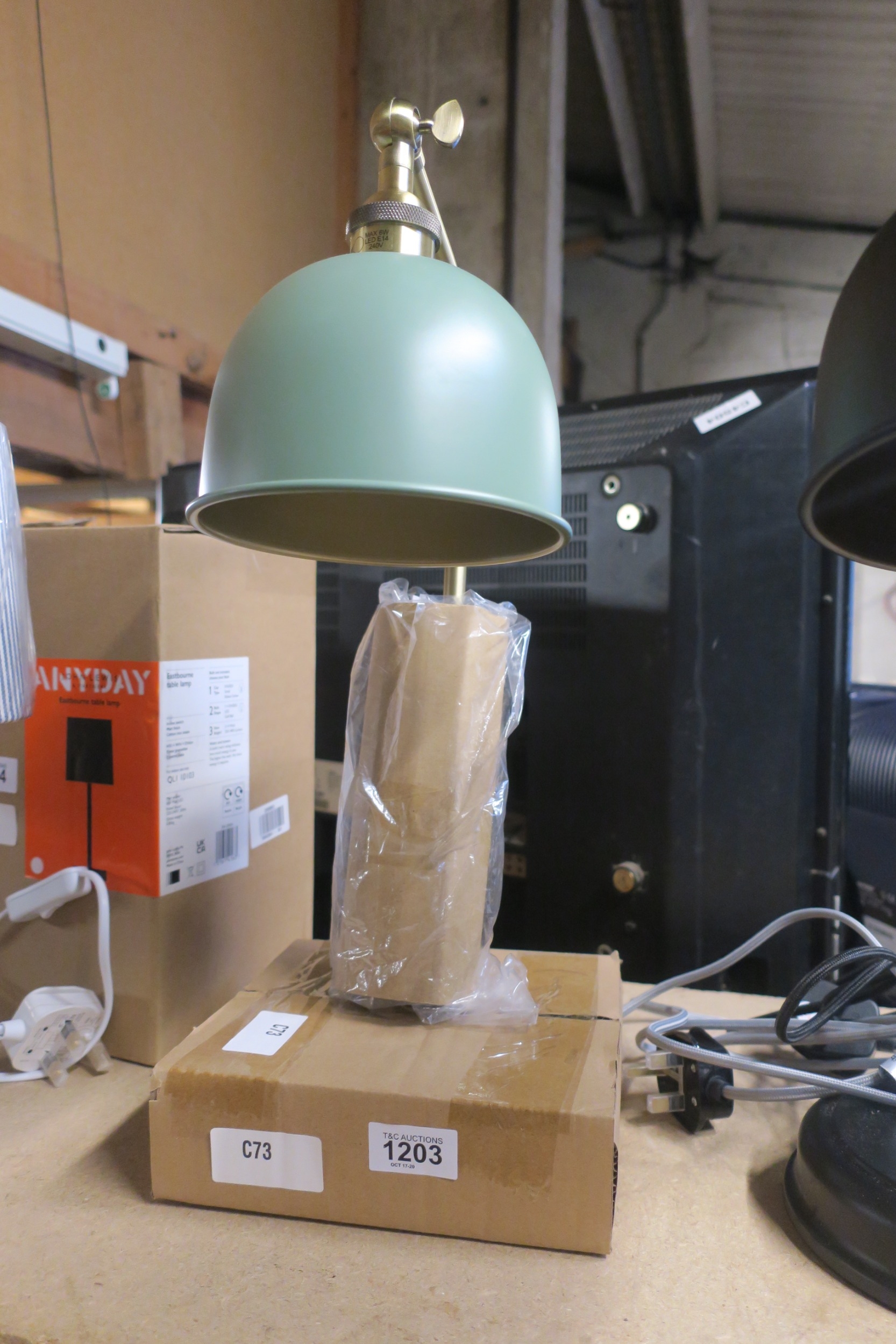 NEW JOHN LEWIS GREENINDUSTRIAL STYLE TABLE LAMP