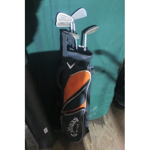 221 - CALLAWAY GOLF BAG INCLUDING XDC AND WILSON CLUBS