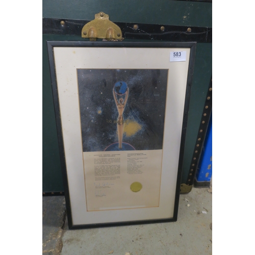 583 - FRAMED AWARD - C.L.I.O ADVERTISING AWARD