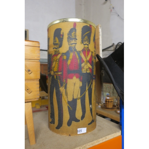 625 - FIBERGLASS DRUM/WASTE PAPER BIN - BRITISH SOLDIERS