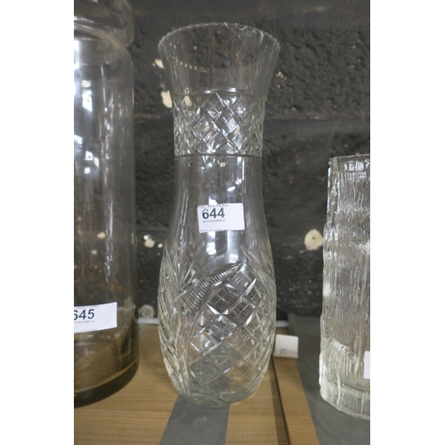 644 - HEAVY CUT CRYSTAL FLUTED VASE