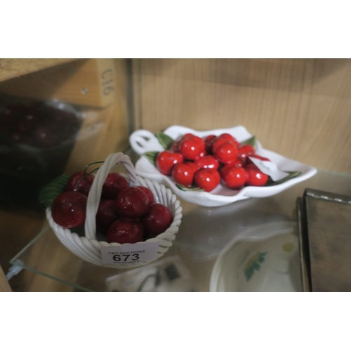 673 - ITALIAN CERMAIC DECORATIVE BOWLS OF CHERRIES