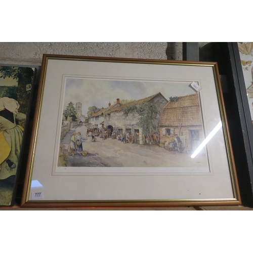 777 - LARGE FRAMED PRINT - OLD FORGE, CURRY RIVEL, SOMERSET